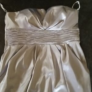 Silver grey shiny mini dress